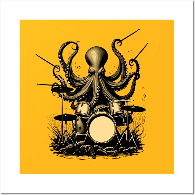 Drummer Octopus Wall Art by dnacreativedesign